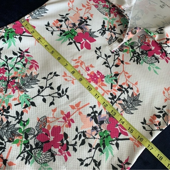 Court Haley Floral Golf Tennis Polo Womens Small White Textured - Picture 10 of 11